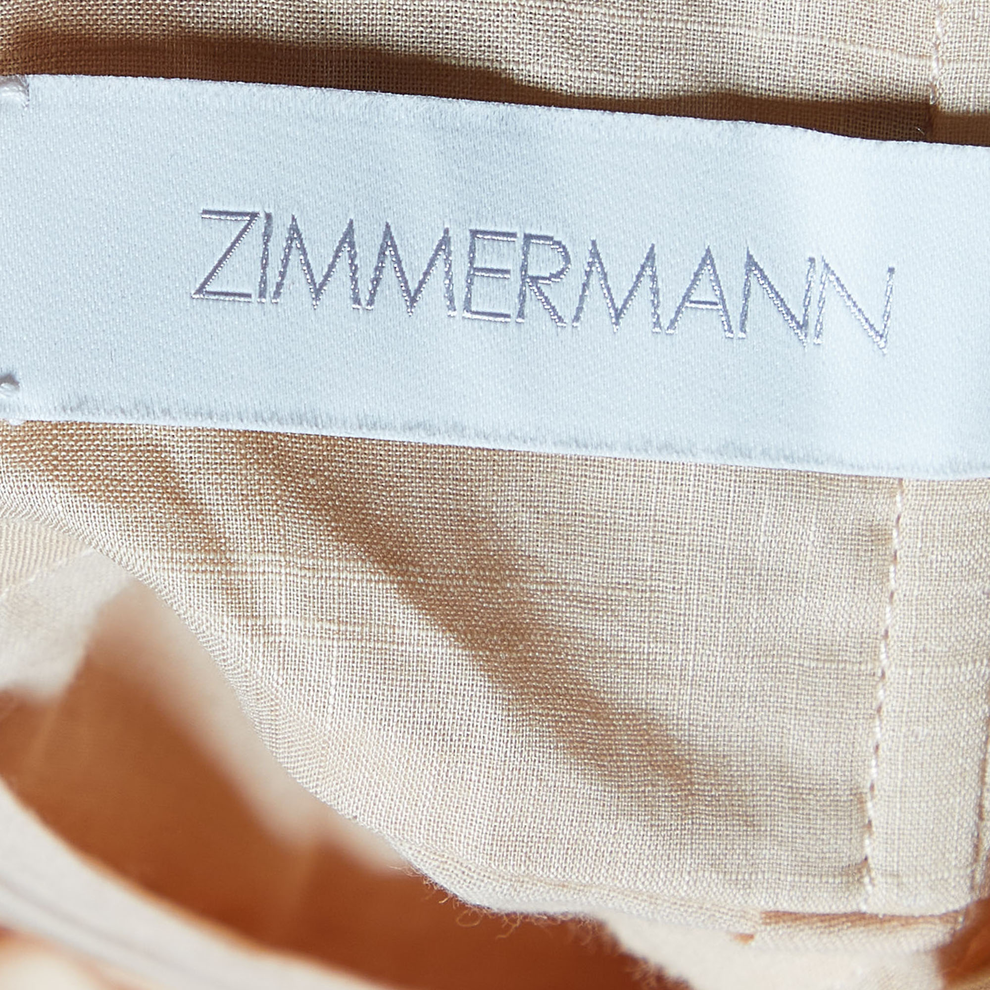 Zimmermann Cream Embroidered Cotton Belted Shorts S