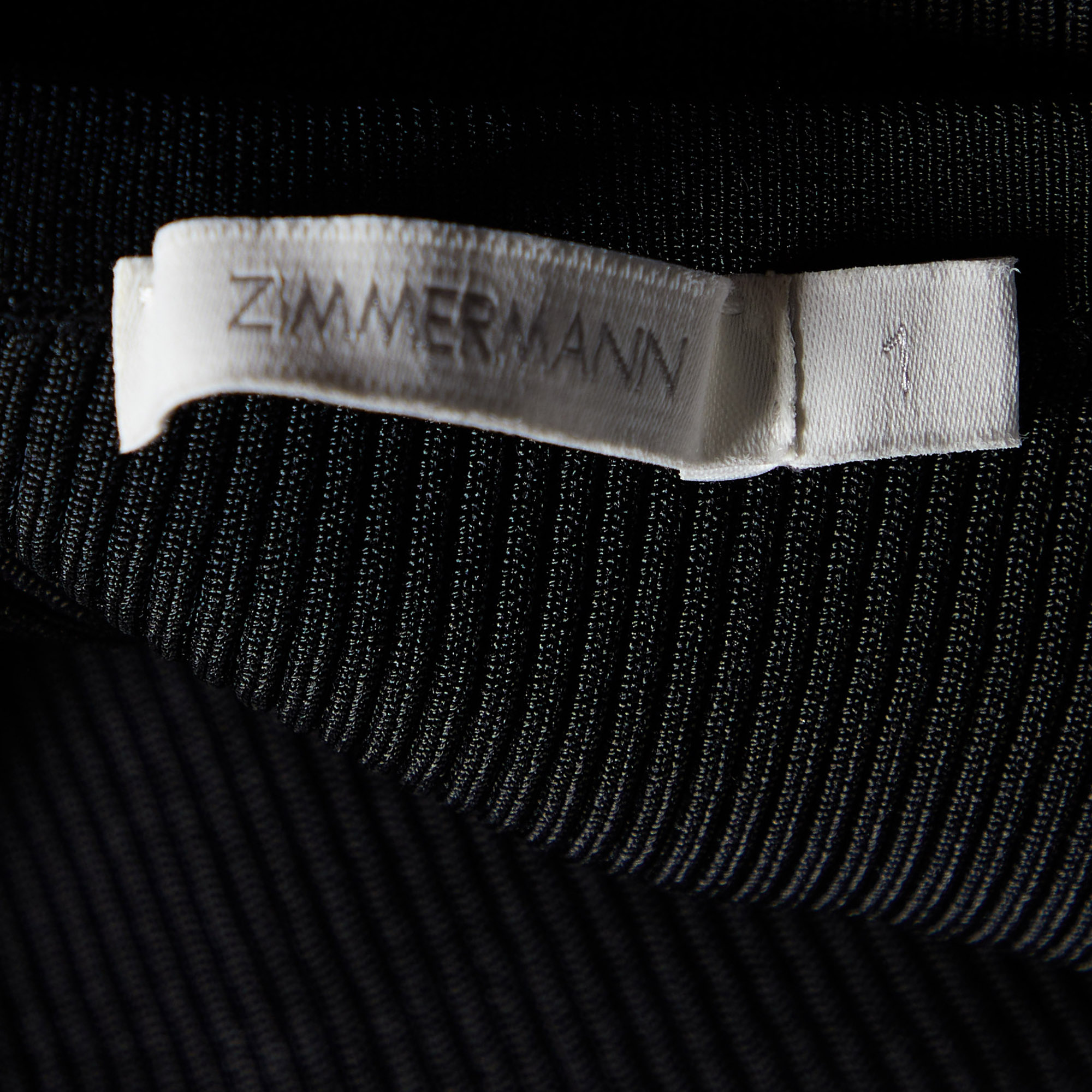 Zimmermann Black Rib Knit Lulu'Tie Shoulder Detail Tank Top XS