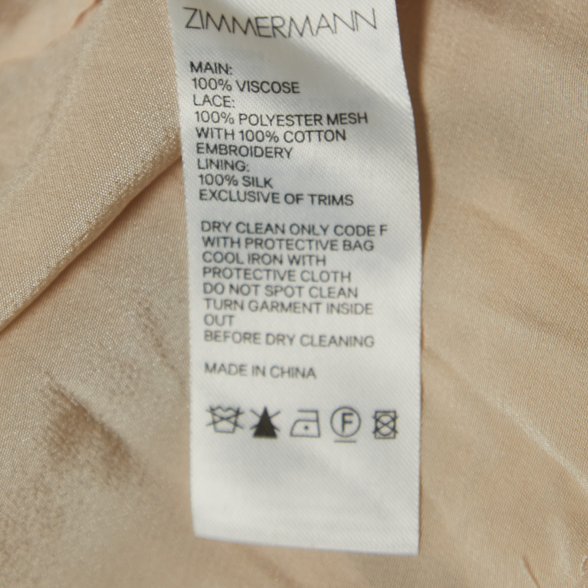 Zimmermann Cream Satin Lace Trimmed Maxi Skirt L