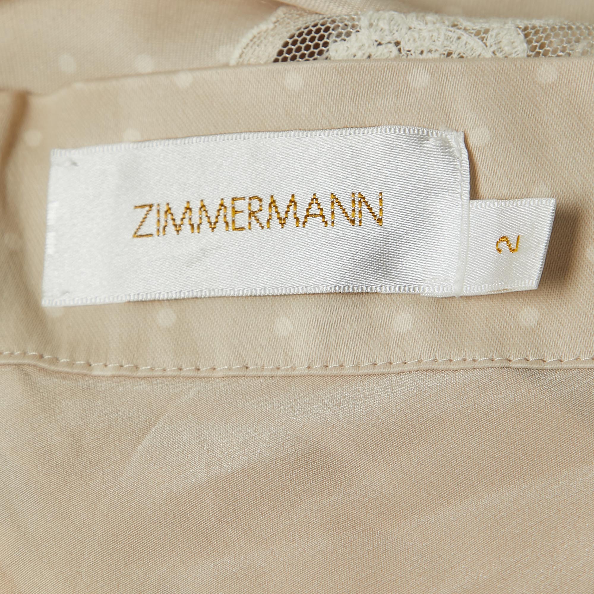 Zimmermann Cream Satin Lace Trimmed Maxi Skirt L