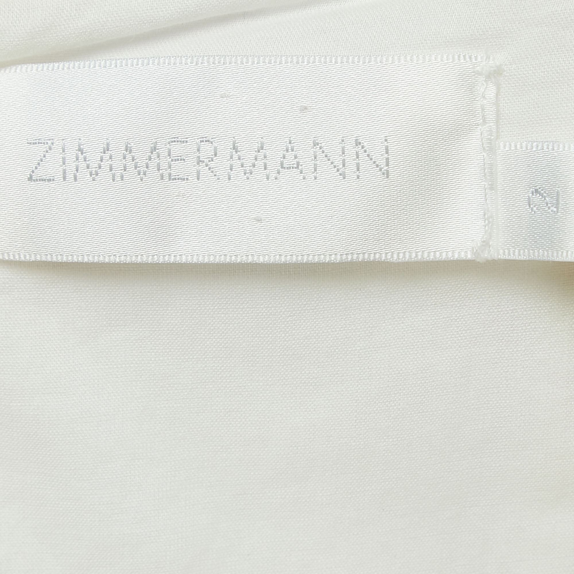 Zimmermann White Floral Printed Cotton Bustier Midi Dress L