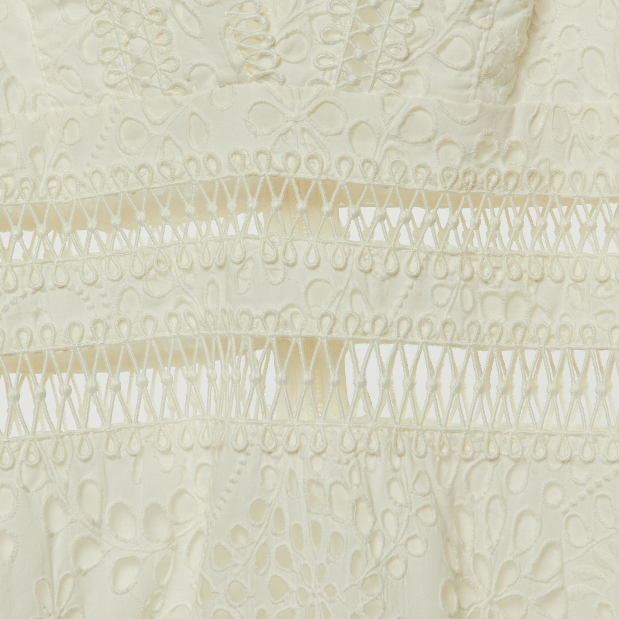 Zimmermann White Cutwork & Lace Lovehorn Mini Dress S