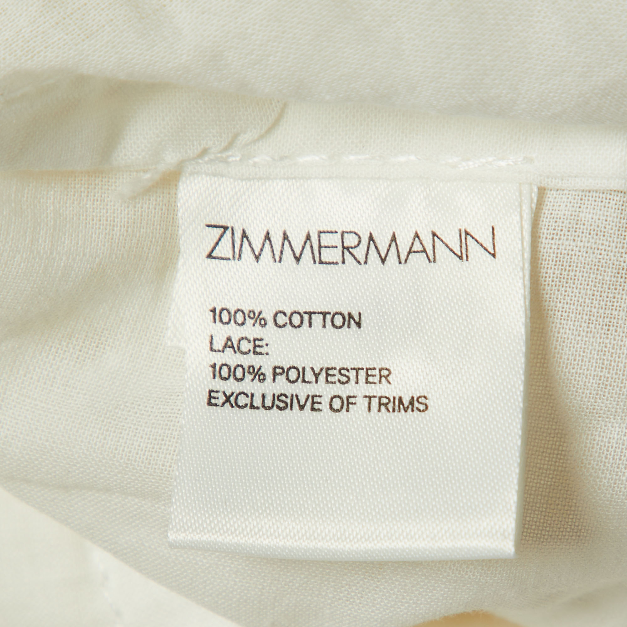 Zimmermann White Cutwork & Lace Lovehorn Mini Dress S