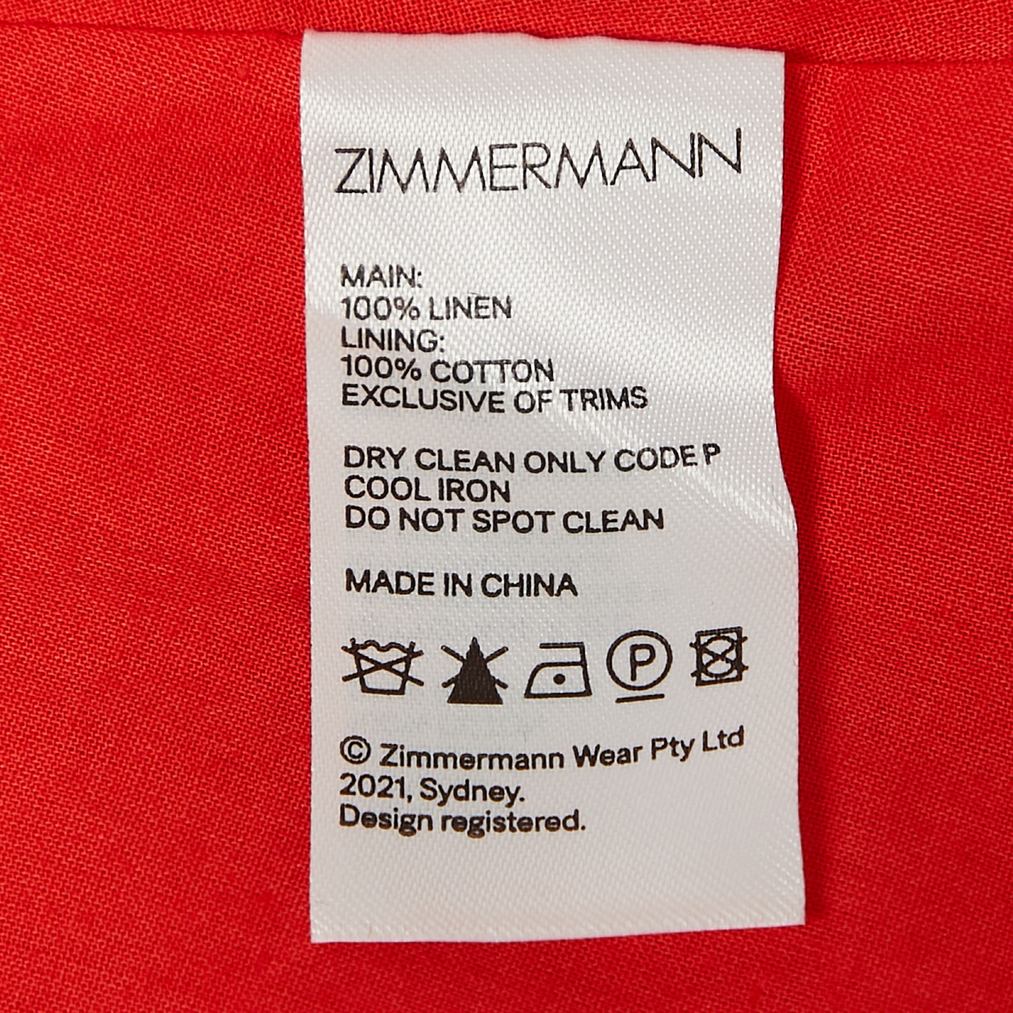 Zimmermann Orange Linen Halter Neck Midi Dress S
