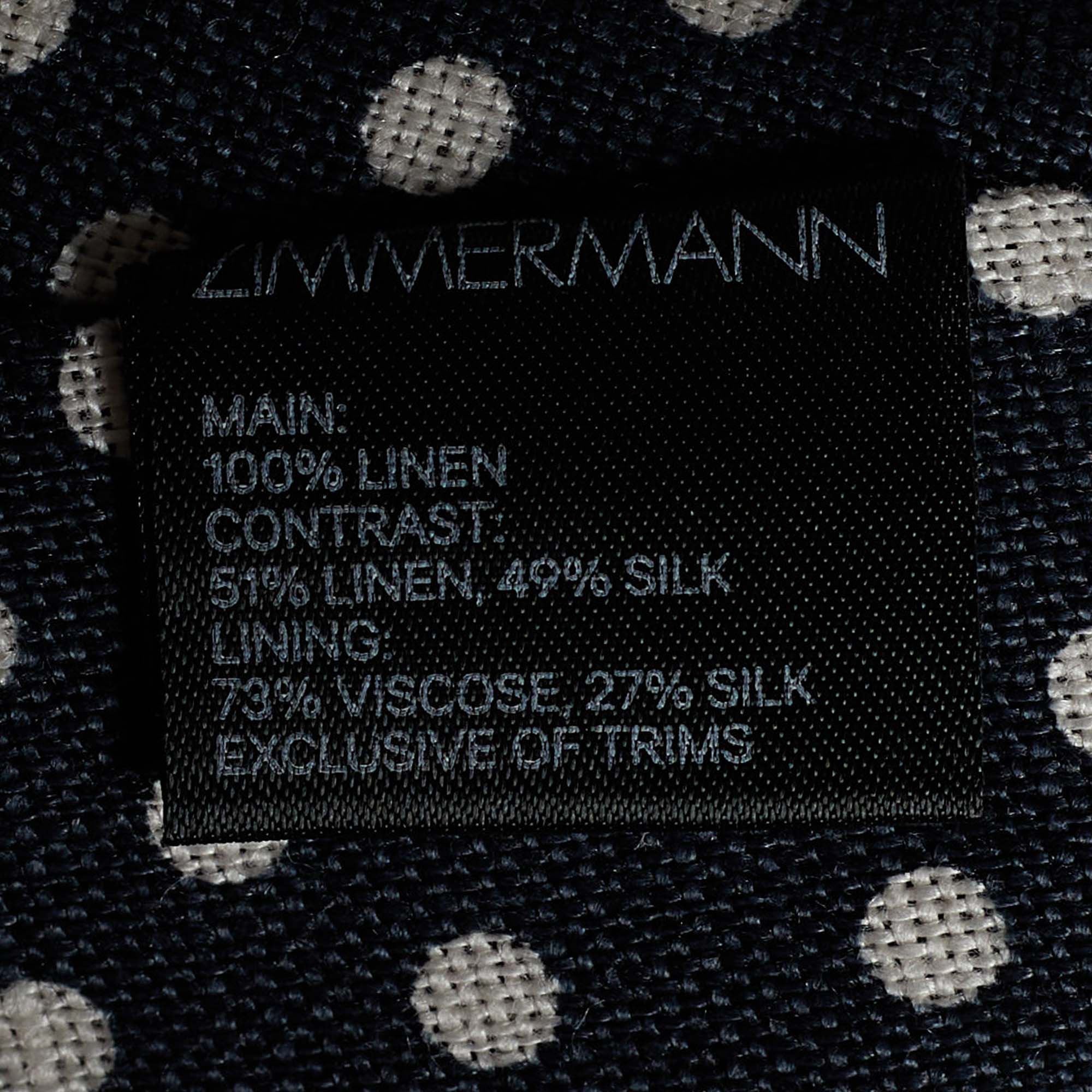 Zimmermann Black Polka Dot Printed Linen Ruffled Crop Top M