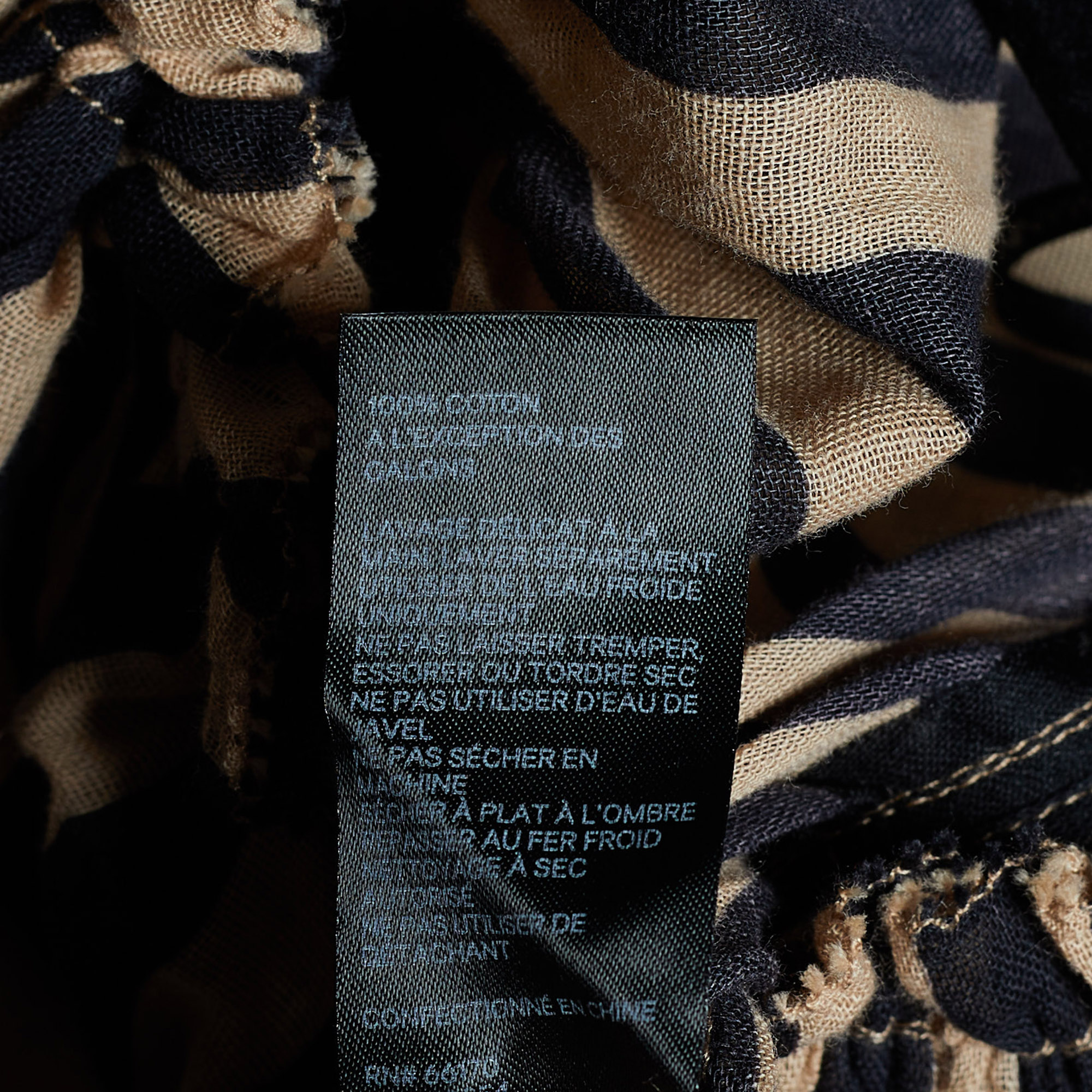 Zimmermann Beige & Black Striped Cotton Off Shoulder Crop Top & Midi Skirt M