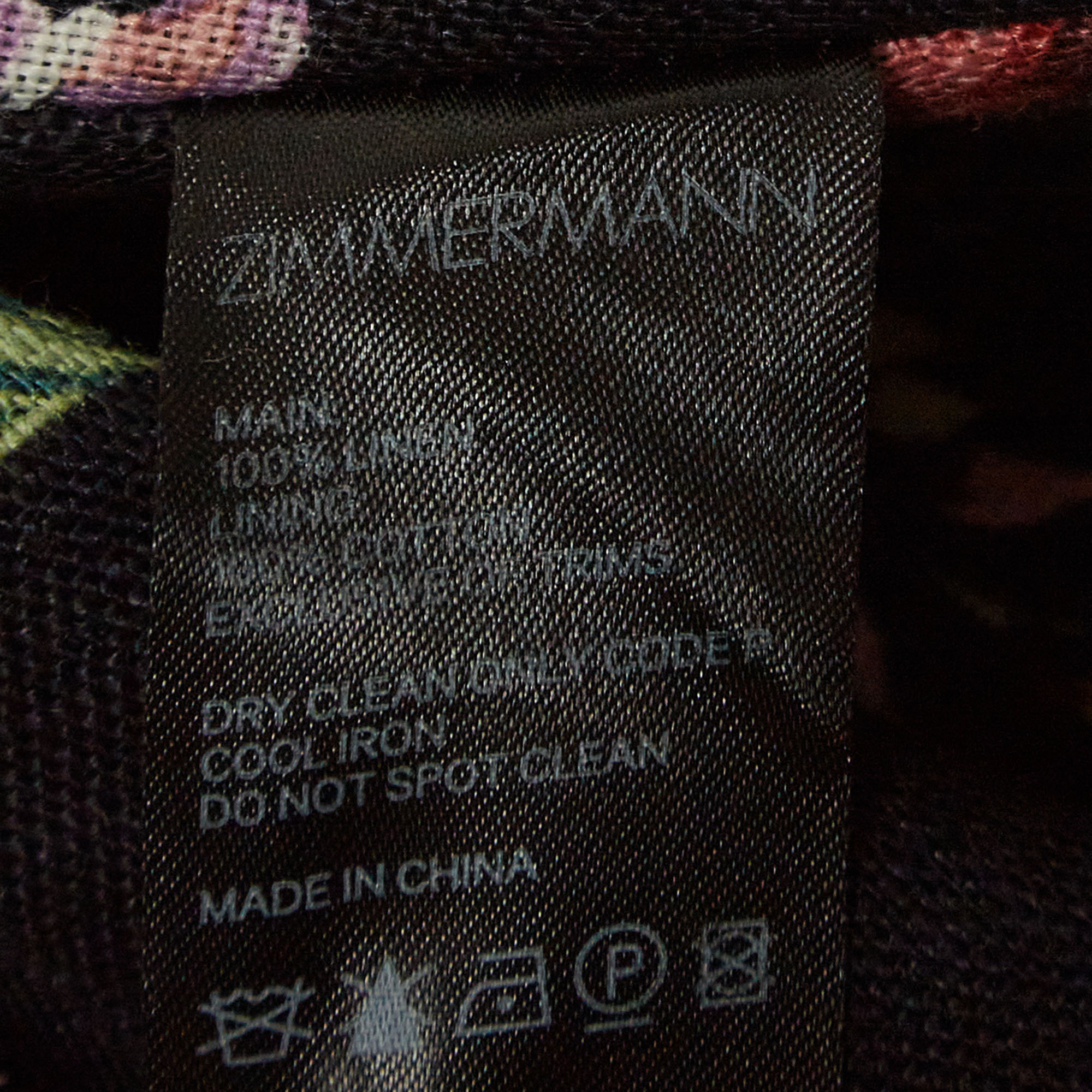 Zimmermann Black Floral Print Linen Lace-Up Crop And Pant Set S