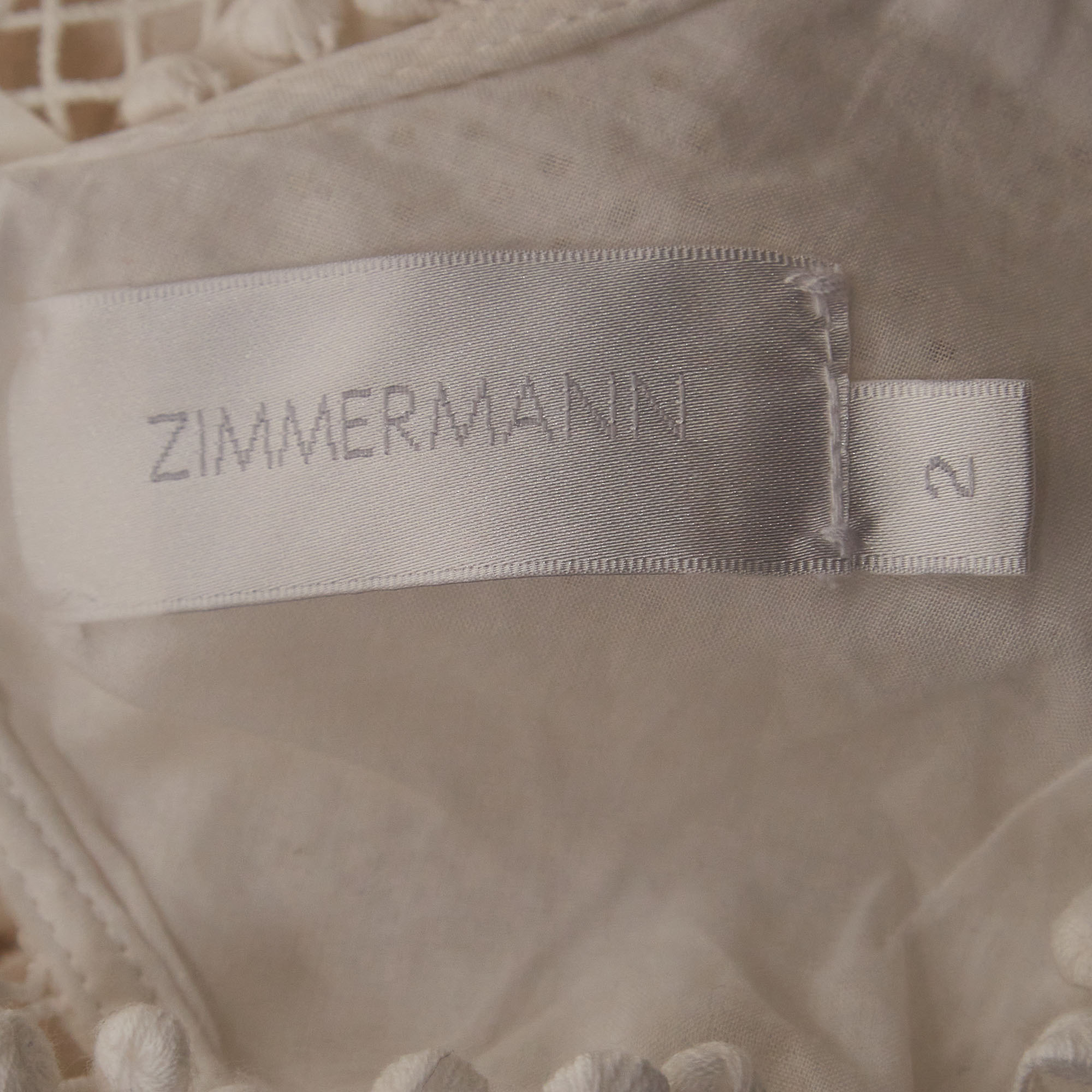 Zimmermann White Caravan Embroidered Cotton Mini Dress M