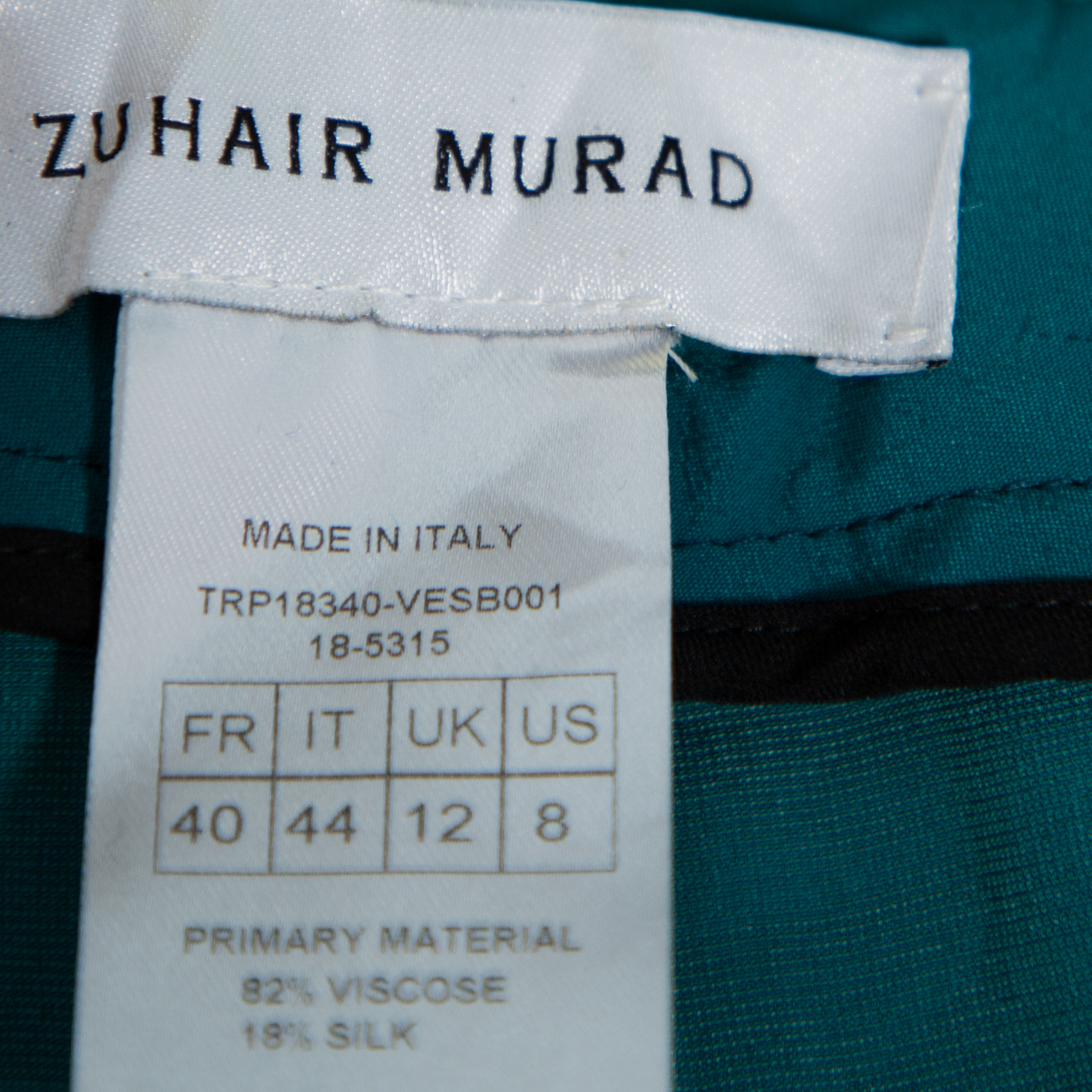 Zuhair Murad Green Velvet Contrast Trim Detail Wide Leg Pants M