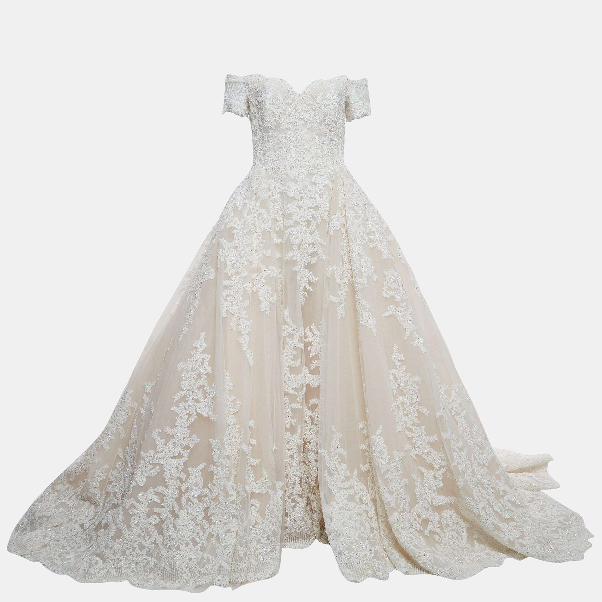 Zuhair murad white embroidered tulle wedding gown m
