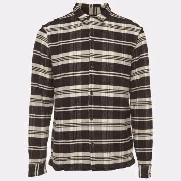 Pre Owned All Saints Black/White Plaid Cotton Button Up Cervino Shirt L