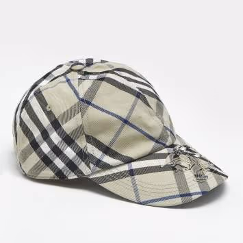 Pre Owned Burberry Beige Bias Check Cotton Baseball Cap S