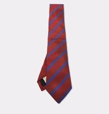 Pre Owned Burberry Red Diagonal Striped Silk Skinny Tie