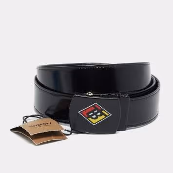 Pre Owned Burberry Covered Clip Buckle 85CM Belt Black Leather