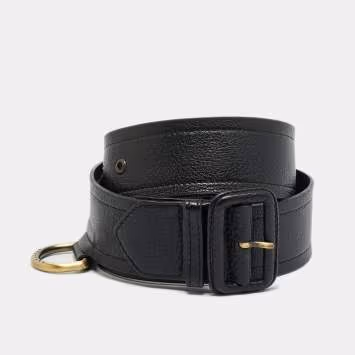 Pre Owned Burberry 100CM Wide Buckle Belt Black Leather