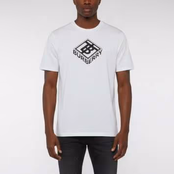 Pre Owned Burberry White TB Box Graphic Logo Jersey T-Shirt M
