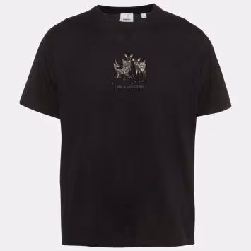 Pre Owned Burberry Black Embroidered Jersey Oversized T-Shirt M