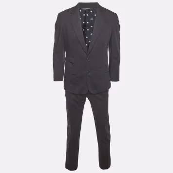 Pre Owned Dolce & Gabbana Black Wool Blend Regular Fit Suit S