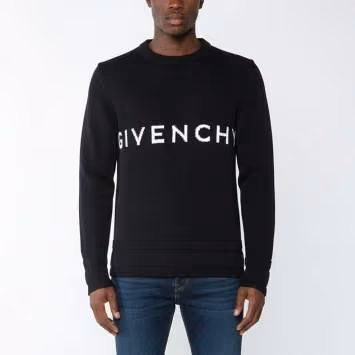 Pre Owned Givenchy Black 4G Logo Cotton Knit Pullover M