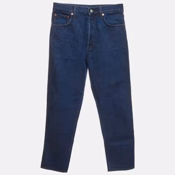 Pre Owned Gucci Blue Denim Straight Leg Cropped Jeans S/Waist 30"