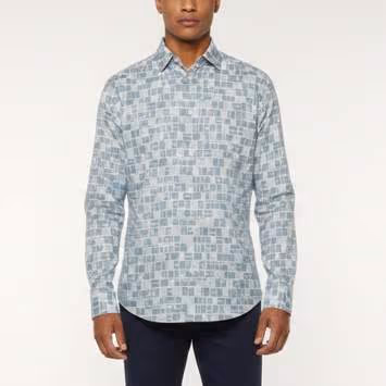 Pre Owned Hermes Blue Mosaic Equestre Print Cotton Long Sleeve Shirt M