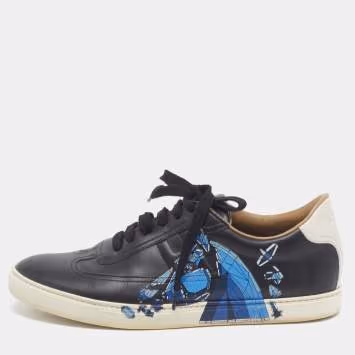 Pre Owned Hermès H Quicker Size 42 Black/White Leather Low Top Sneakers
