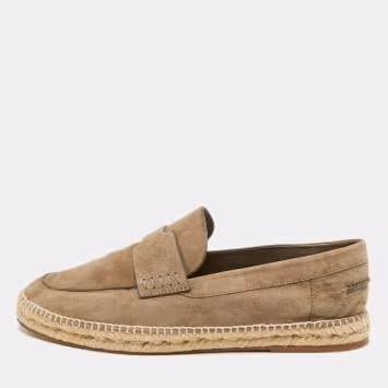 Pre Owned Hermes Trip Size 46 Etoupe Suede Espadrille Loafers