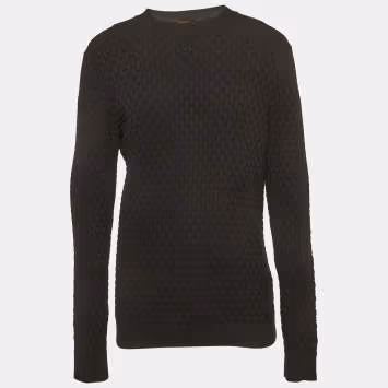 Pre Owned Hugo Boss Black Basket Knit Crewneck Sweatshirt L
