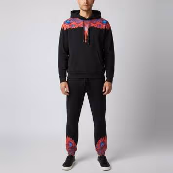 Pre Owned Marcelo Burlon County of Milan Black Graphic Print Cotton Jersey Track Suit L