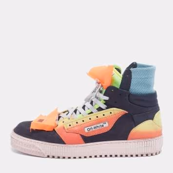 Pre Owned Off-White 3.0 Off Court Size 40 Multicolor Leather and Nubuck Leather High Top Sneakers