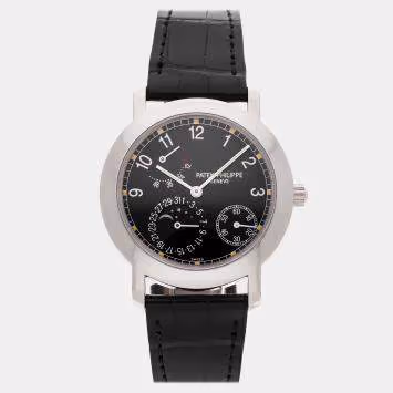 Pre Owned Patek Philippe Complications 5055G-001 Black White Gold Automatic Men Wristwatch 36mm