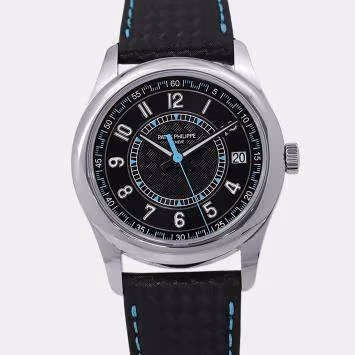 Pre Owned Patek Philippe Calatrava 6007G-011 Black White Gold Automatic Men Wristwatch 40mm