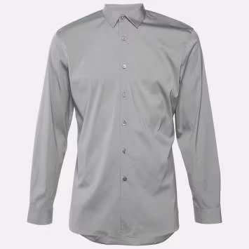 Pre Owned Prada Sage Green Stretch Cotton Long Sleeve Shirt M