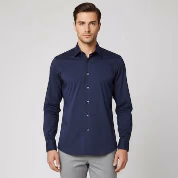 Pre Owned Prada Navy Blue Stretch Poplin Slim Fit Shirt M