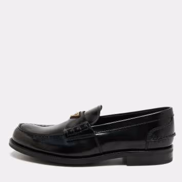 Pre Owned Prada Size 42.5 Black Leather Penny Loafers