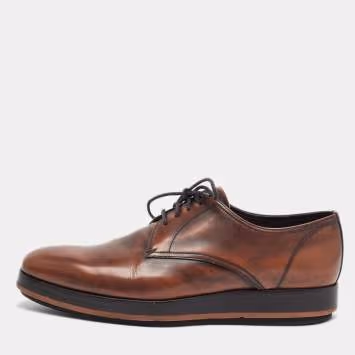 Pre Owned Prada Size 42 Brown Lace Up Leather Derby