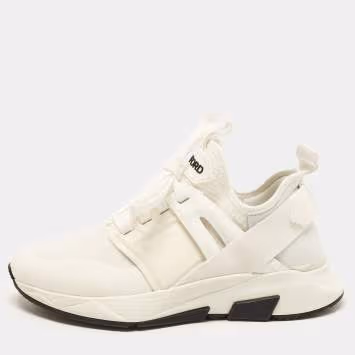 Pre Owned Tom Ford jago Size 41 White Mesh and Neoprene Low Top Sneakers