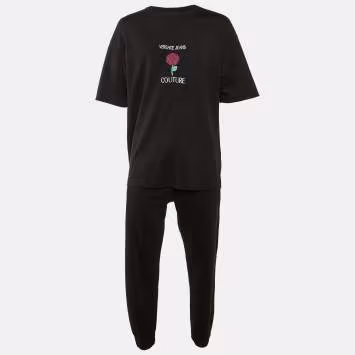 Pre Owned Versace Jeans Couture Black Cotton T-Shirt & Joggers Set M/L