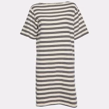 Pre Owned Acne Studios White/Blue Dodora Striped Jersey T-Shirt Dress M