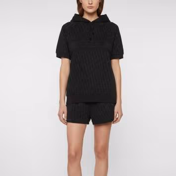 Pre Owned Christian Dior Black Oblique Jersey Hoodie and Shorts Set S/M