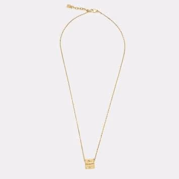 Pre Owned Givenchy Logo Gold Tone Necklace