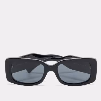 Pre Owned Versace Black MOD 4377 Logo Frame Rectangle Sunglasses