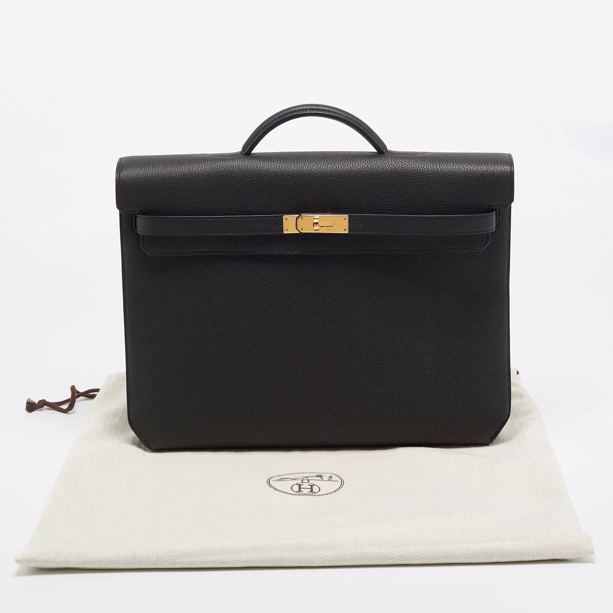 Hermès Kelly Depeches 36 Noir Togo Leather Briefcase