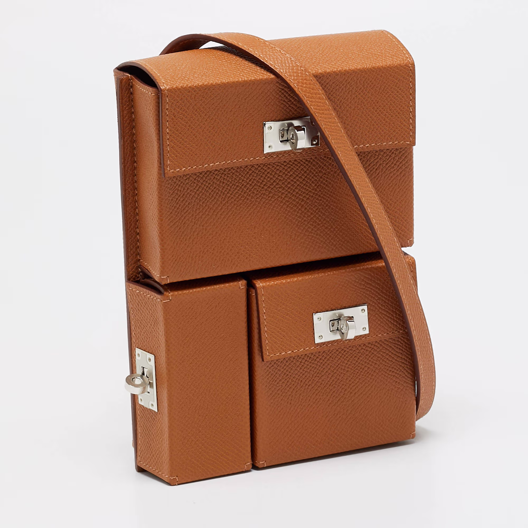 Hermes Kelly Multipocket To Go Gold Epsom Leather Pouch