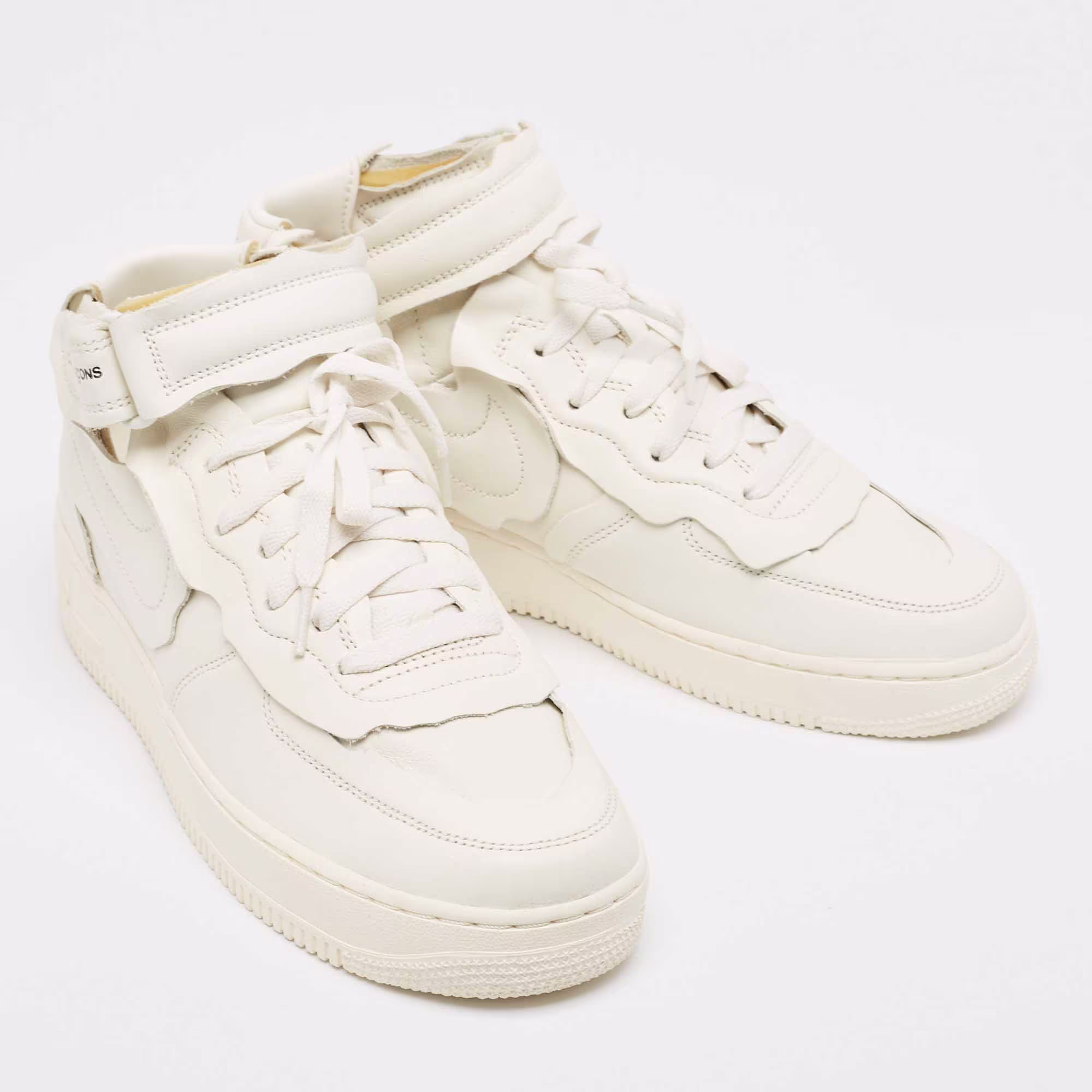 Nike Air Force White Leather Air Force1 Mid Comme Sneakers