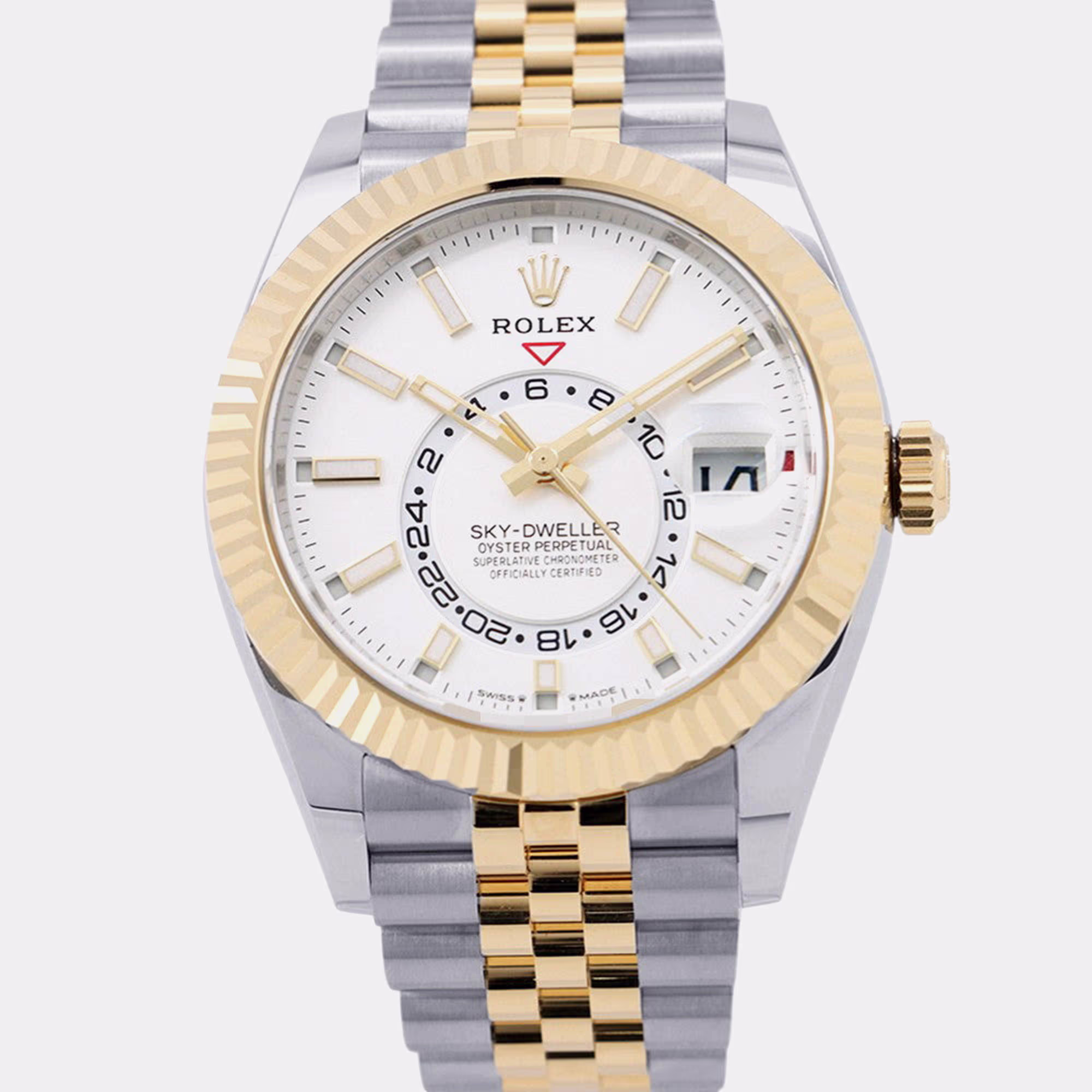 Rolex Sky-Dweller 336933 Automatic White Dial Stainless Steel 18k Yellow Gold Men's Wristwatch 42mm