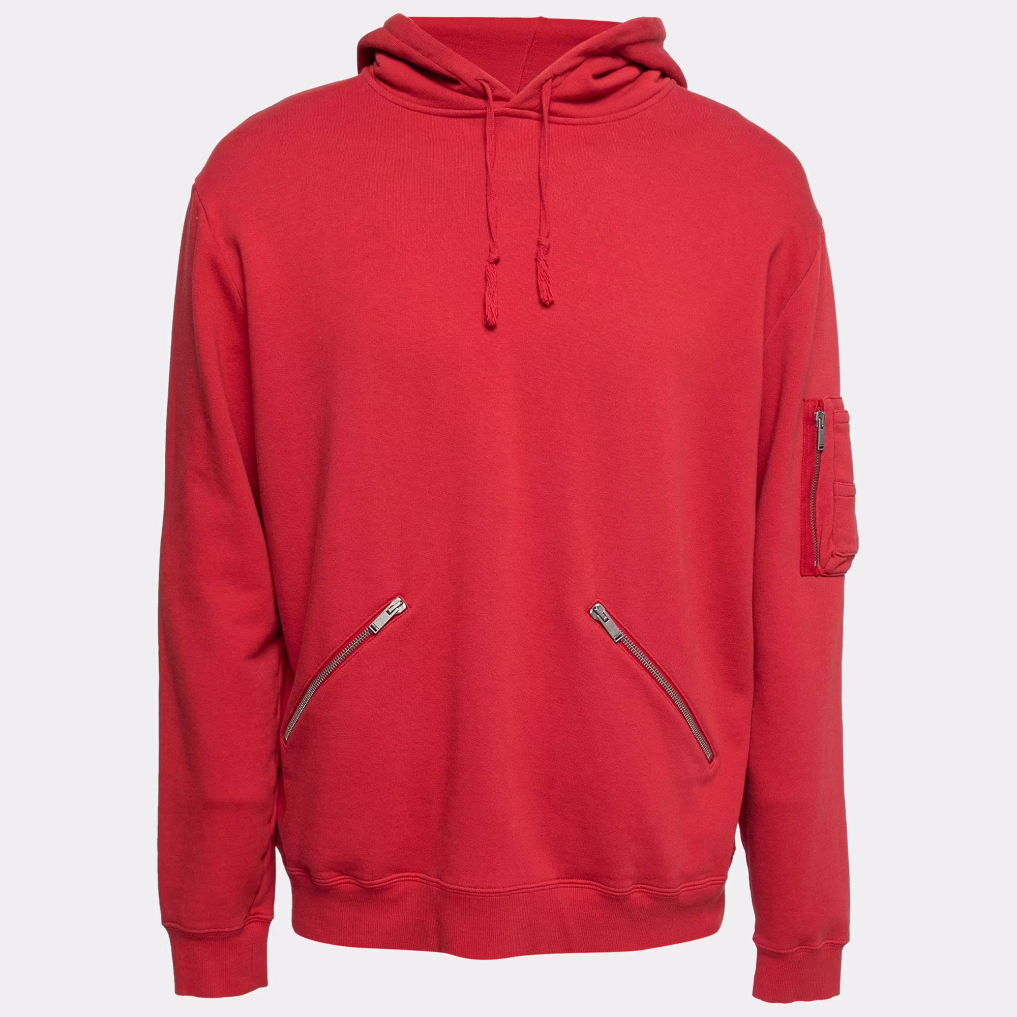 Saint Laurent Red Cotton Long Sleeve Hoodie