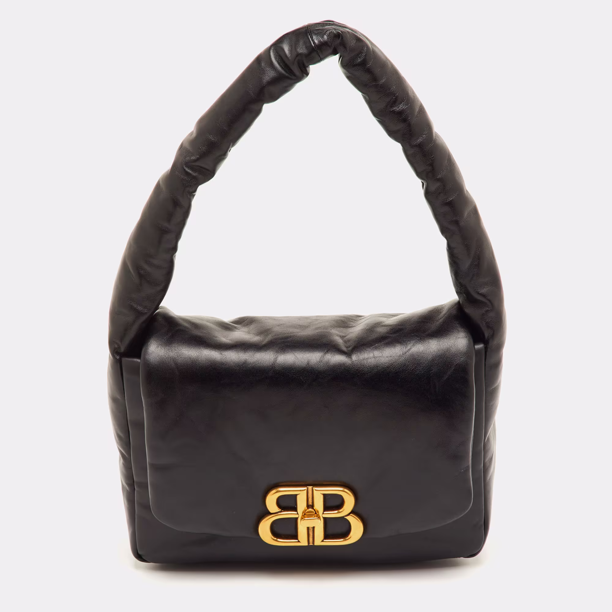 Balenciaga Monaco Small Black Leather Shoulder Bag