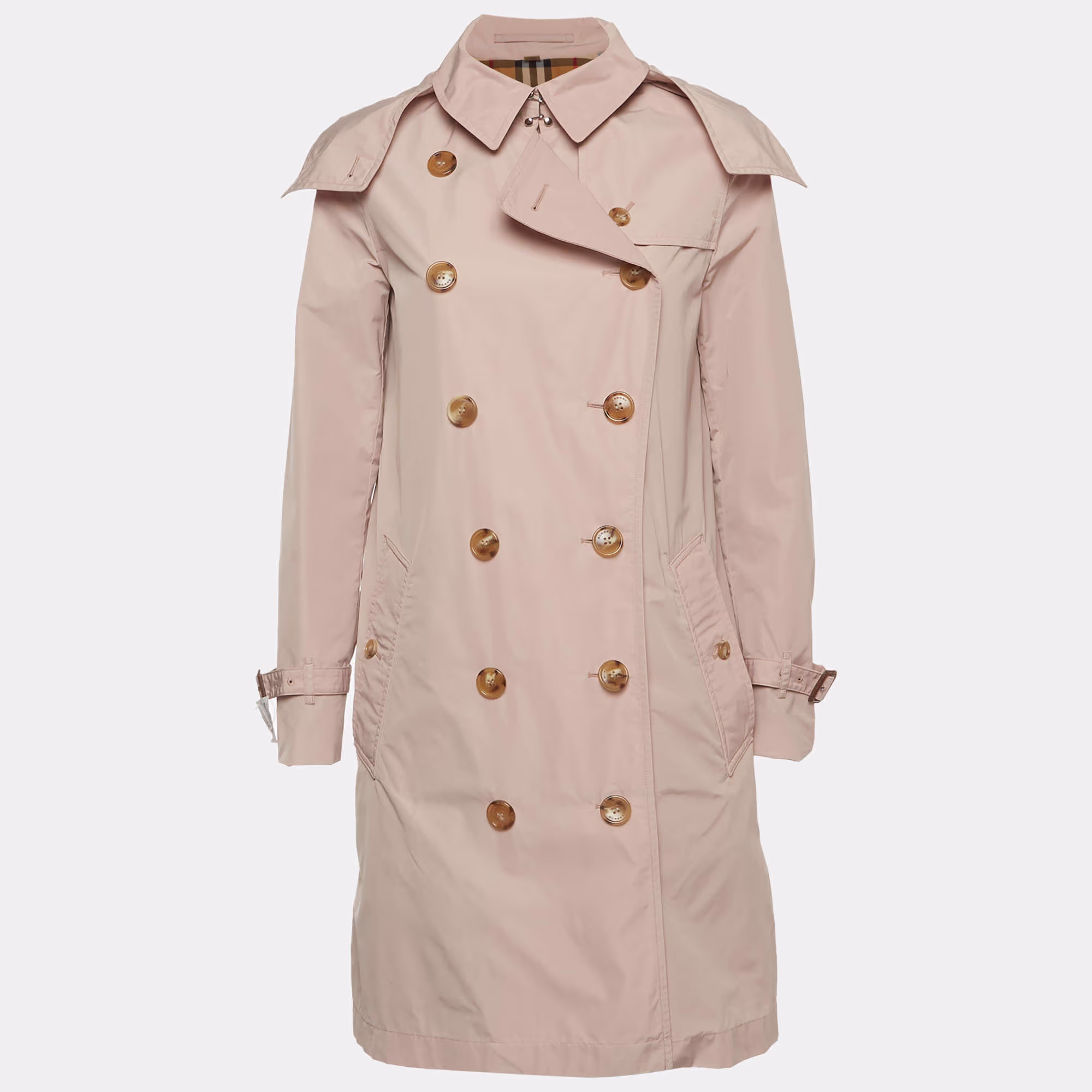 Burberry Beige Synthetic Hooded Trench Coat pried at 2,237 AED