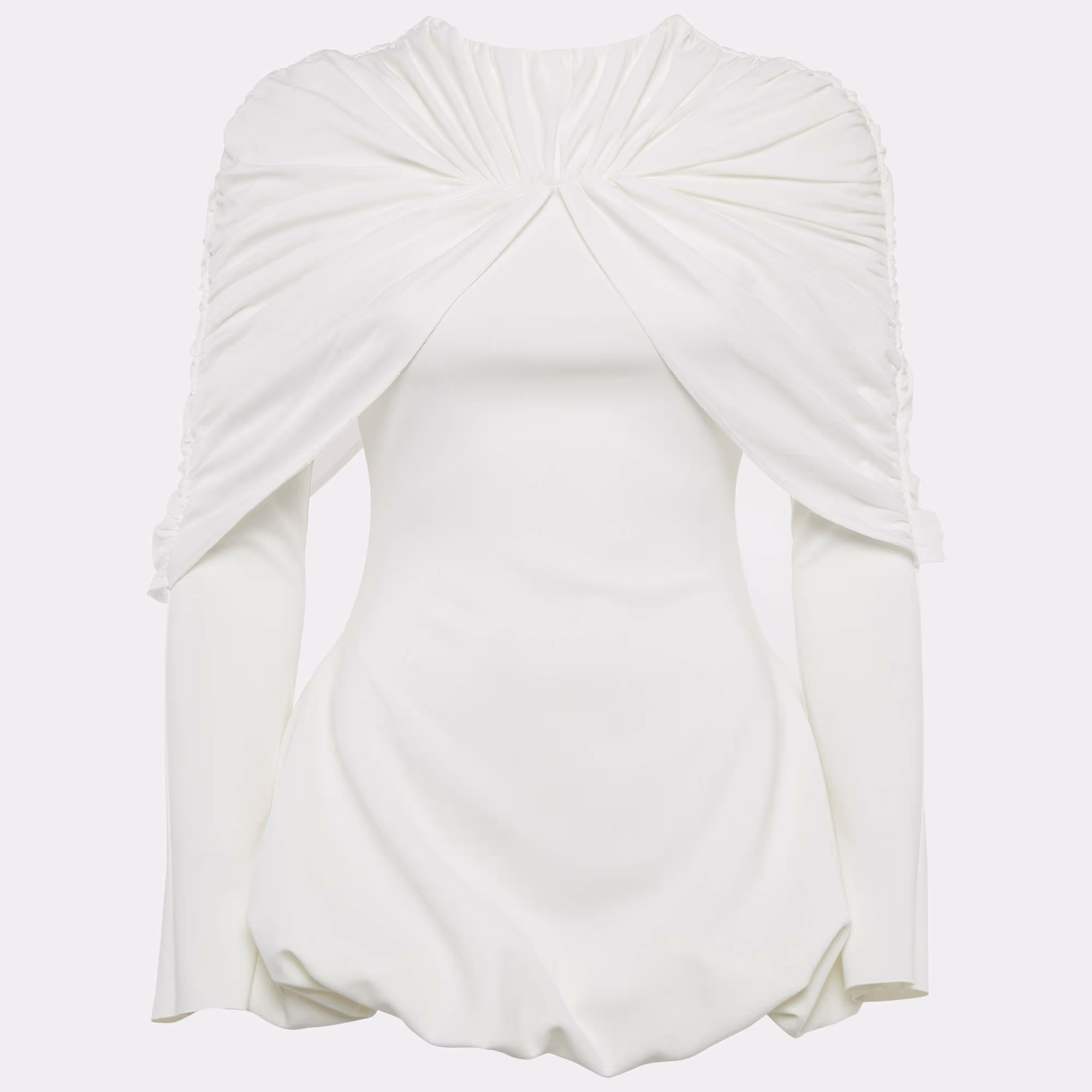 C.Dam White Jersey Draped Bubble Hem Mini Dress